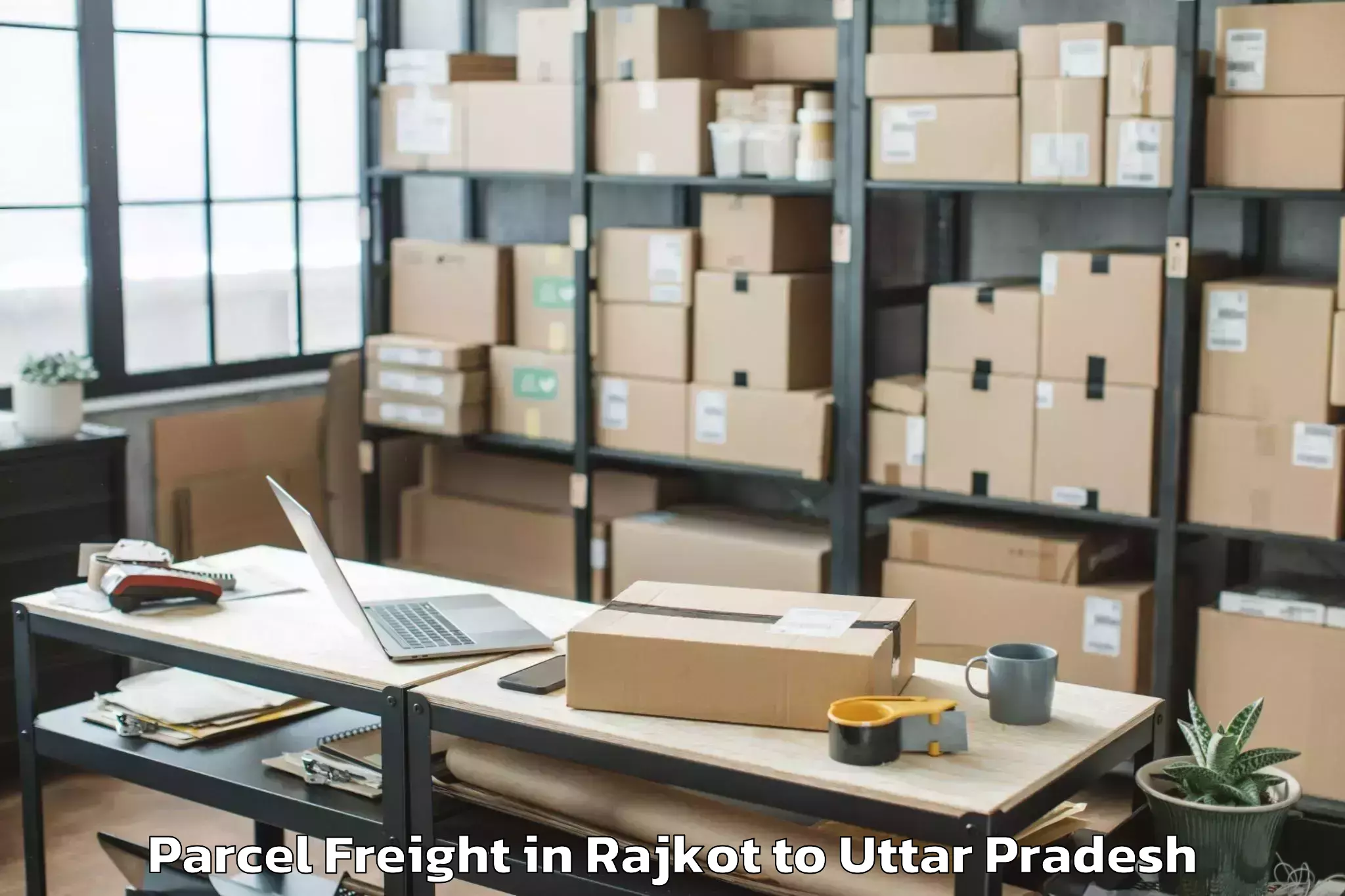 Easy Rajkot to Mjp Rohilkhand University Bare Parcel Freight Booking